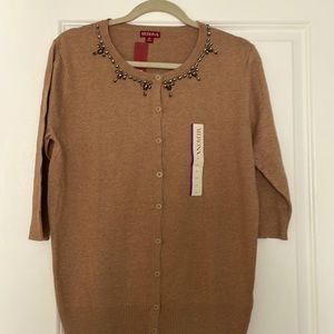 Merona Woman's jeweled cardigan sweater in tan
